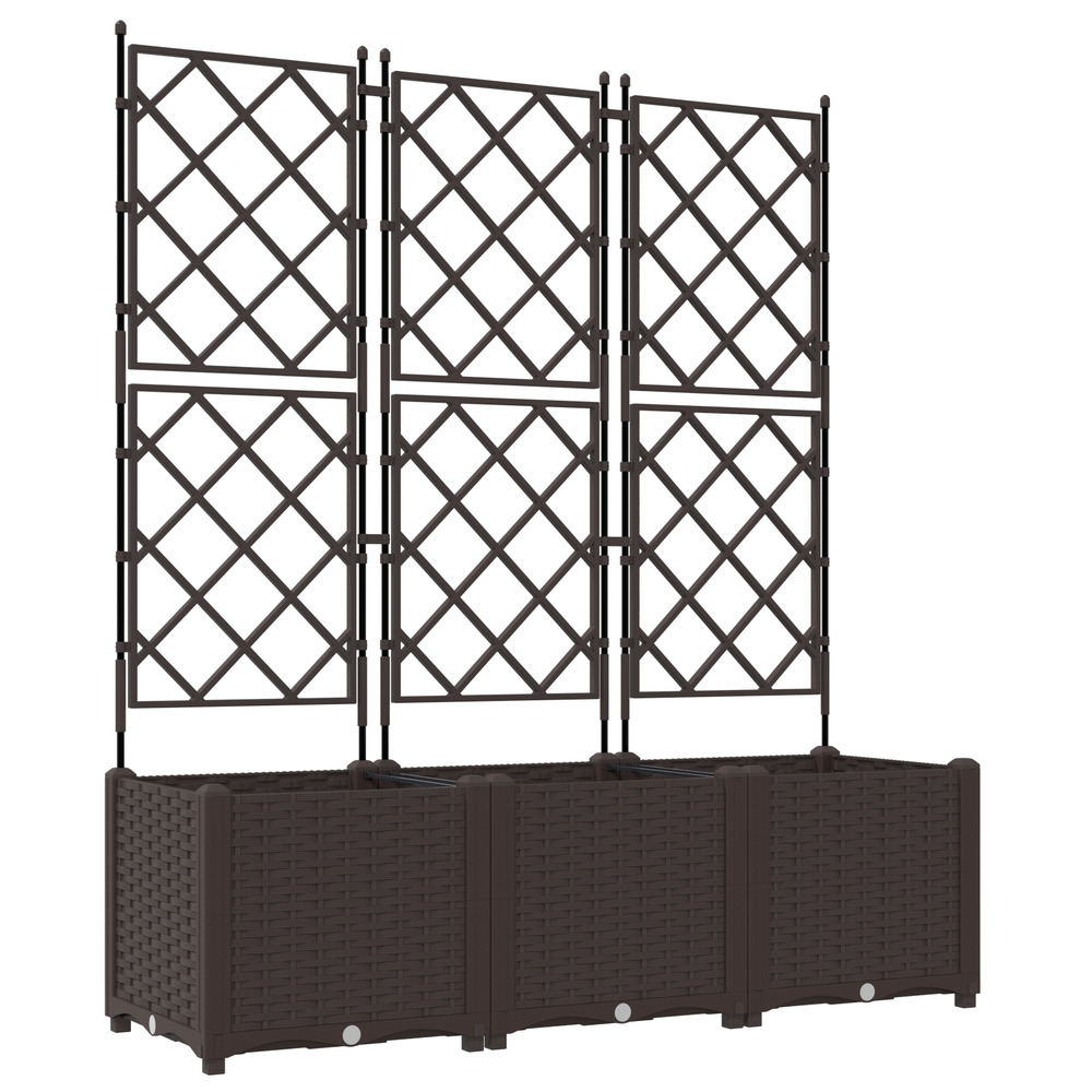 Planteur de jardin avec treillis 3 pcs marron 120x40x143 cm