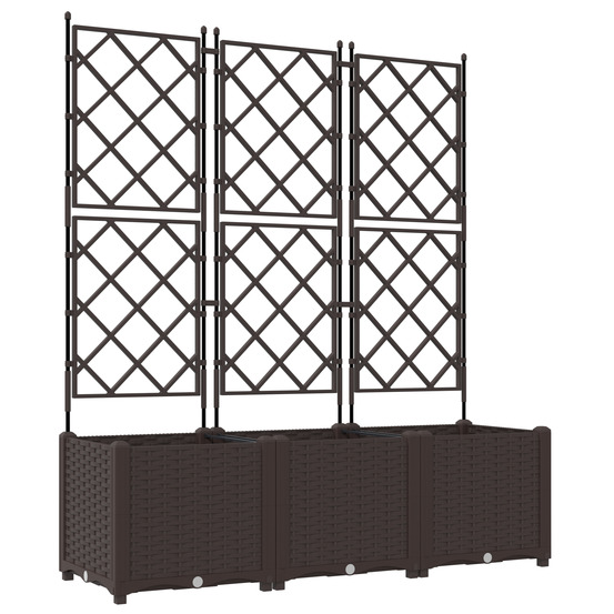 Planteur de jardin avec treillis 3 pcs marron 120x40x143 cm