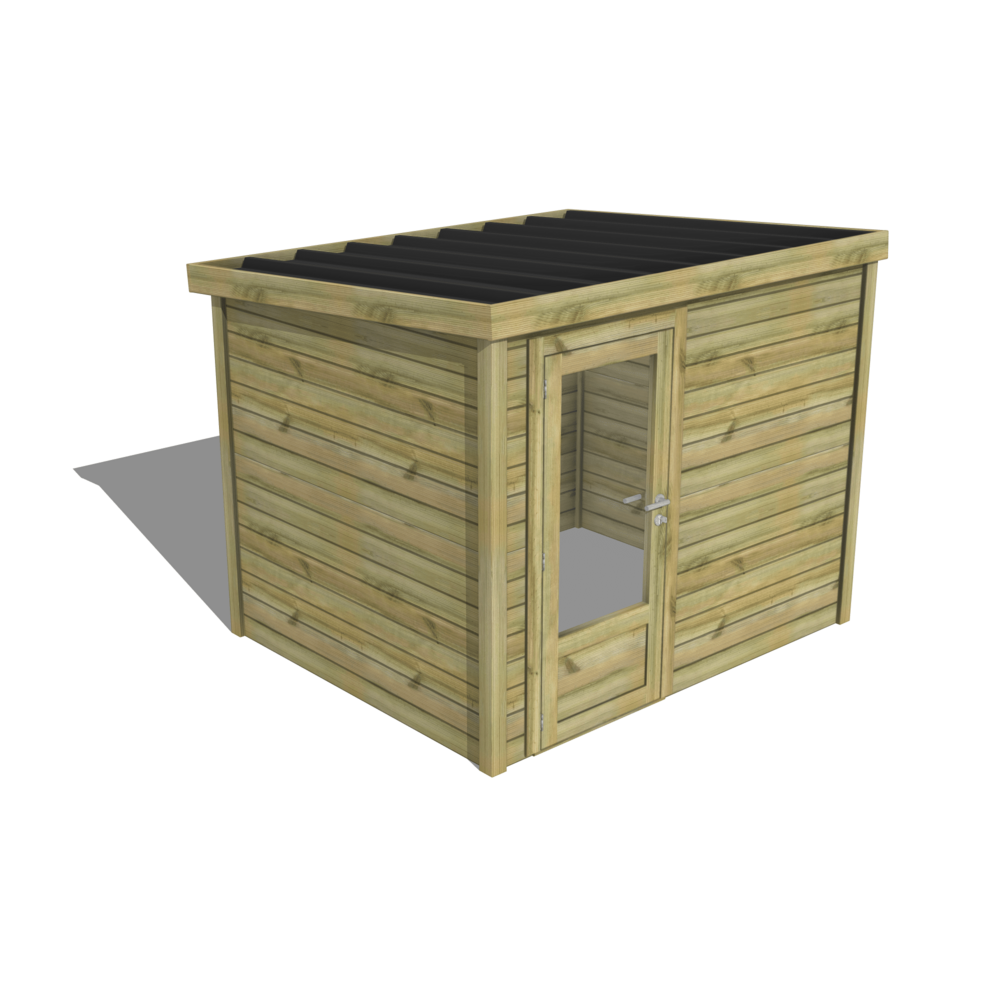 Abri de jardin bois pin traité autoclave 27mm - essentiel - 2,64x2,14m / 6m2 - bac acier - abri français