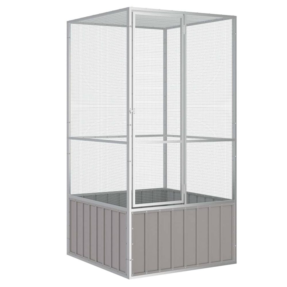 Cage à oiseaux gris 111x107x211,5 cm acier galvanisé