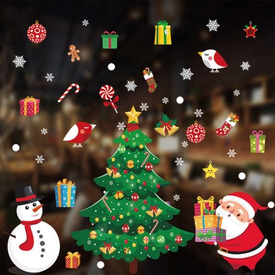 Stickers de noël - sapin et père noël