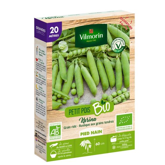 Graines de pois rnain à grain ridé karina bio - 20 mètres