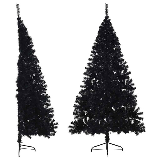 Demi sapin de noël artificiel avec support noir 180 cm pvc