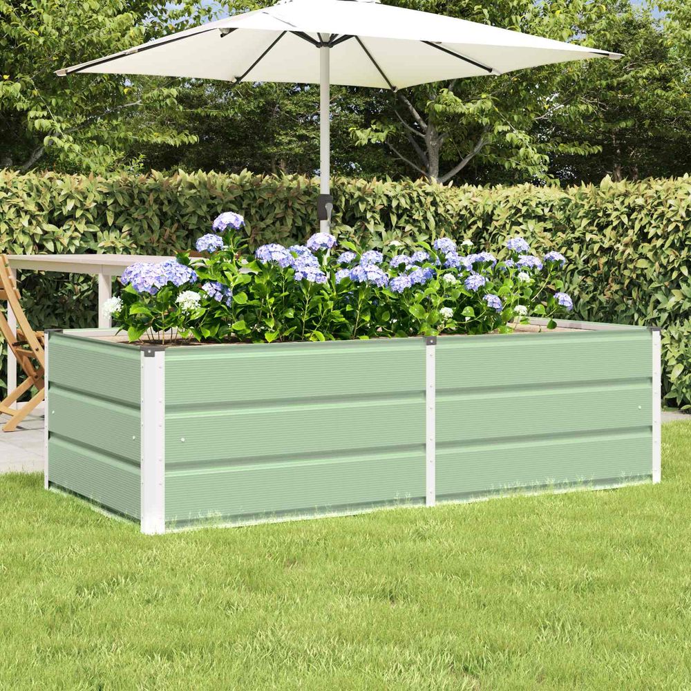 Jardinière carrée acier vert 160x80x45 cm grand bac à fleurs pour terrasse
