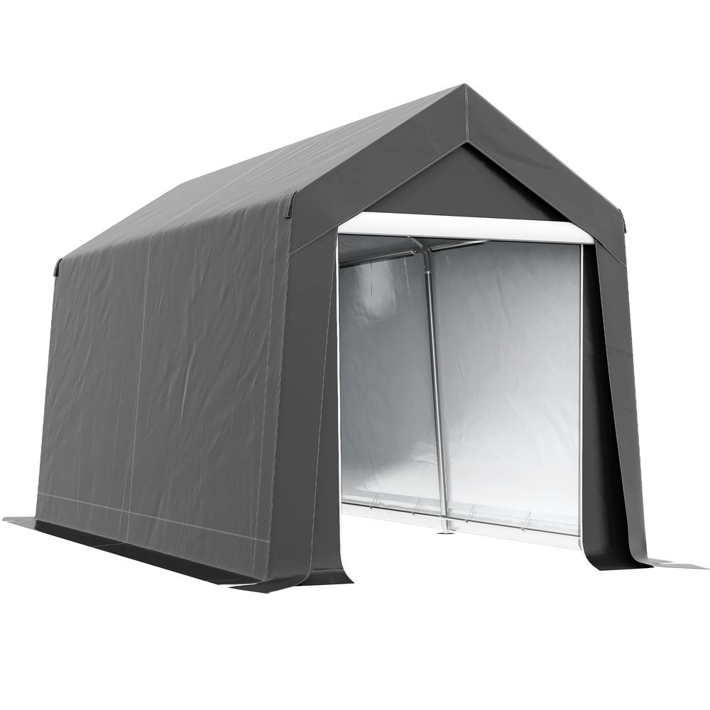 Tente garage pe gris 210 x 360 x 235 cm pour moto tondeuse avec fenêtre ventilée - comfortxl outdoor living