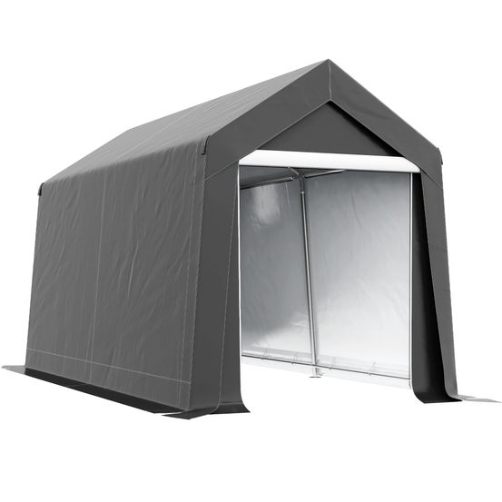 Tente garage pe gris 210 x 360 x 235 cm pour moto tondeuse avec fenêtre ventilée - comfortxl outdoor living