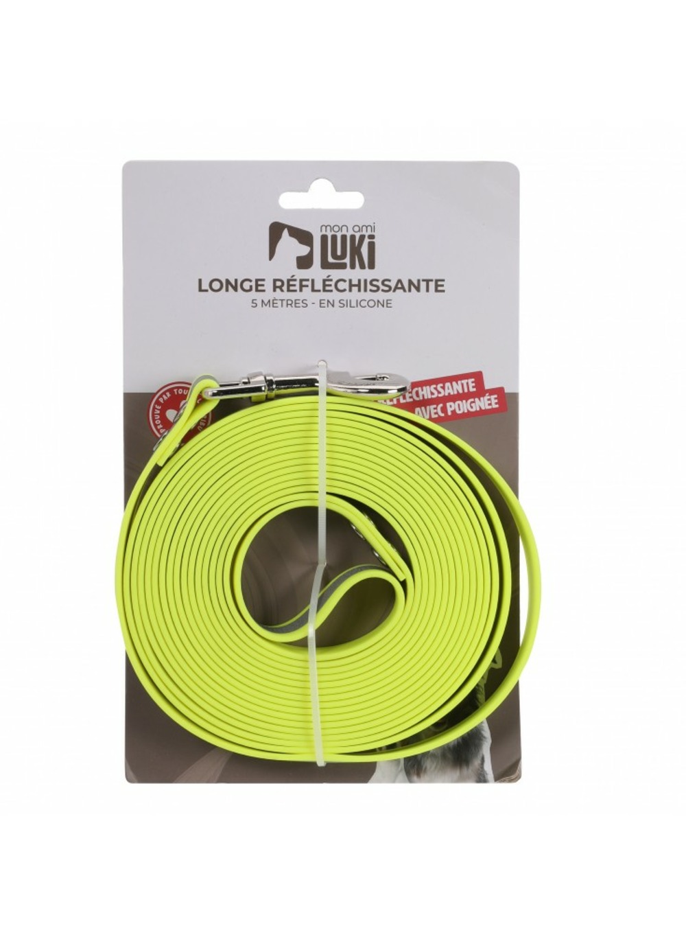Mon ami luki - longe reflechissante silicone - jaune fluorescent - chien - 500 x 2 cm