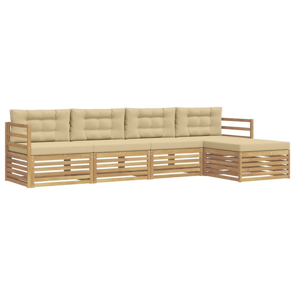 Ensemble de canapés d'extérieur 5 pc blanc et beige polyester