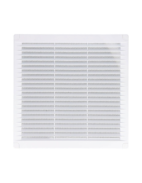 2 grille d'aération carrée avec bouchons et moustiquaire 100x100x7mm abs blanc