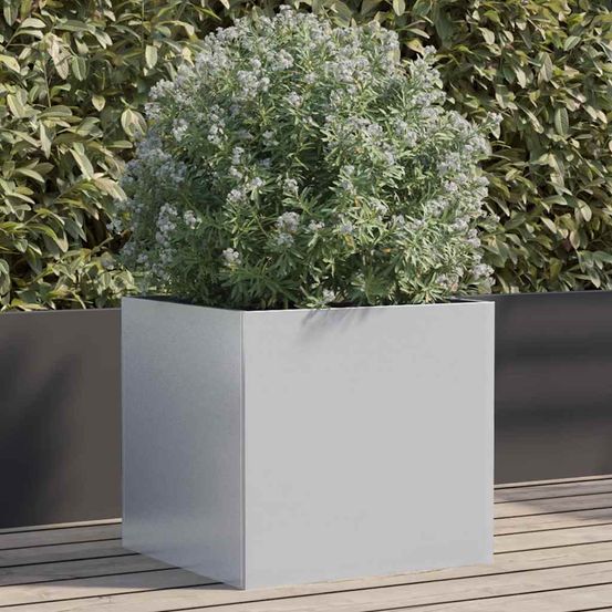 Jardinière en acier galvanisé argenté anti-rouille pour extérieur 42cm