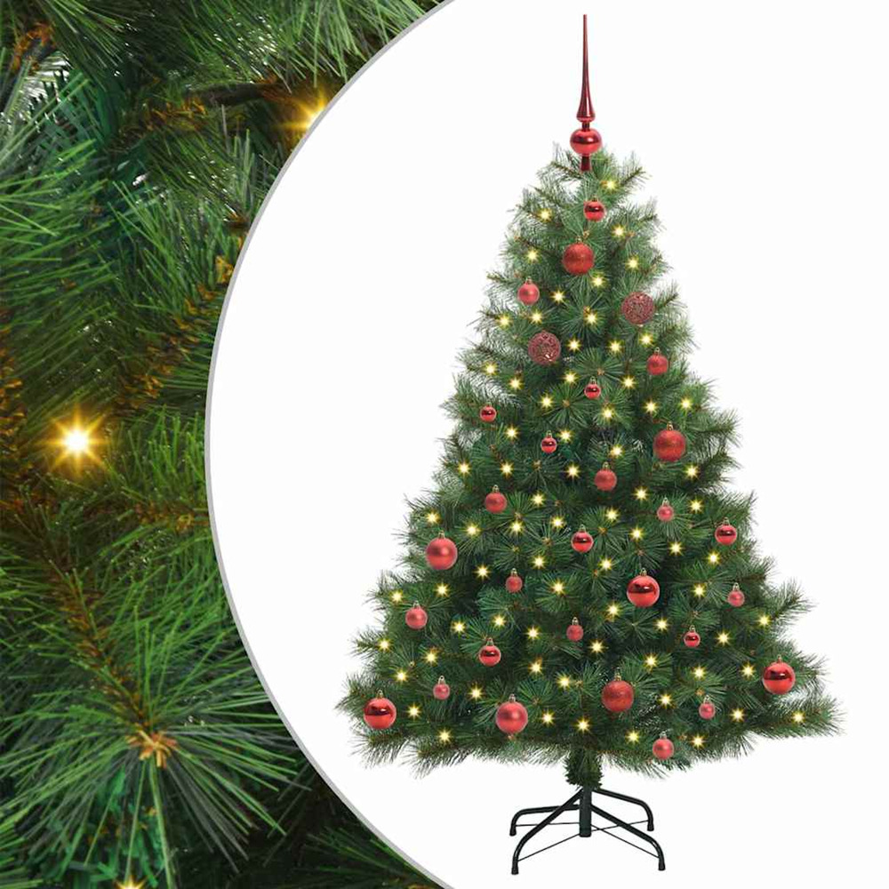 Sapin de noël artificiel avec 150 led vert 150 cm pe et pvc