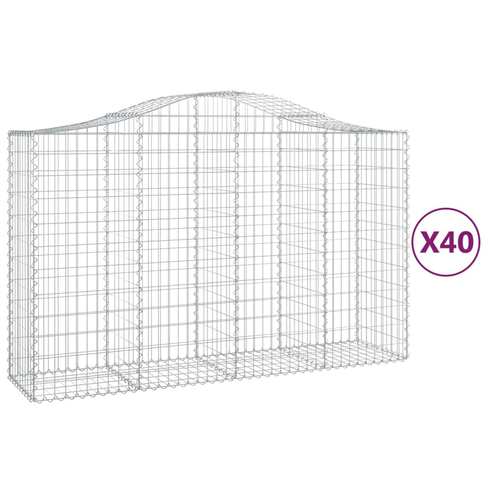 Paniers à gabions arqués 40 pcs 200x50x120/140 cm fer galvanisé