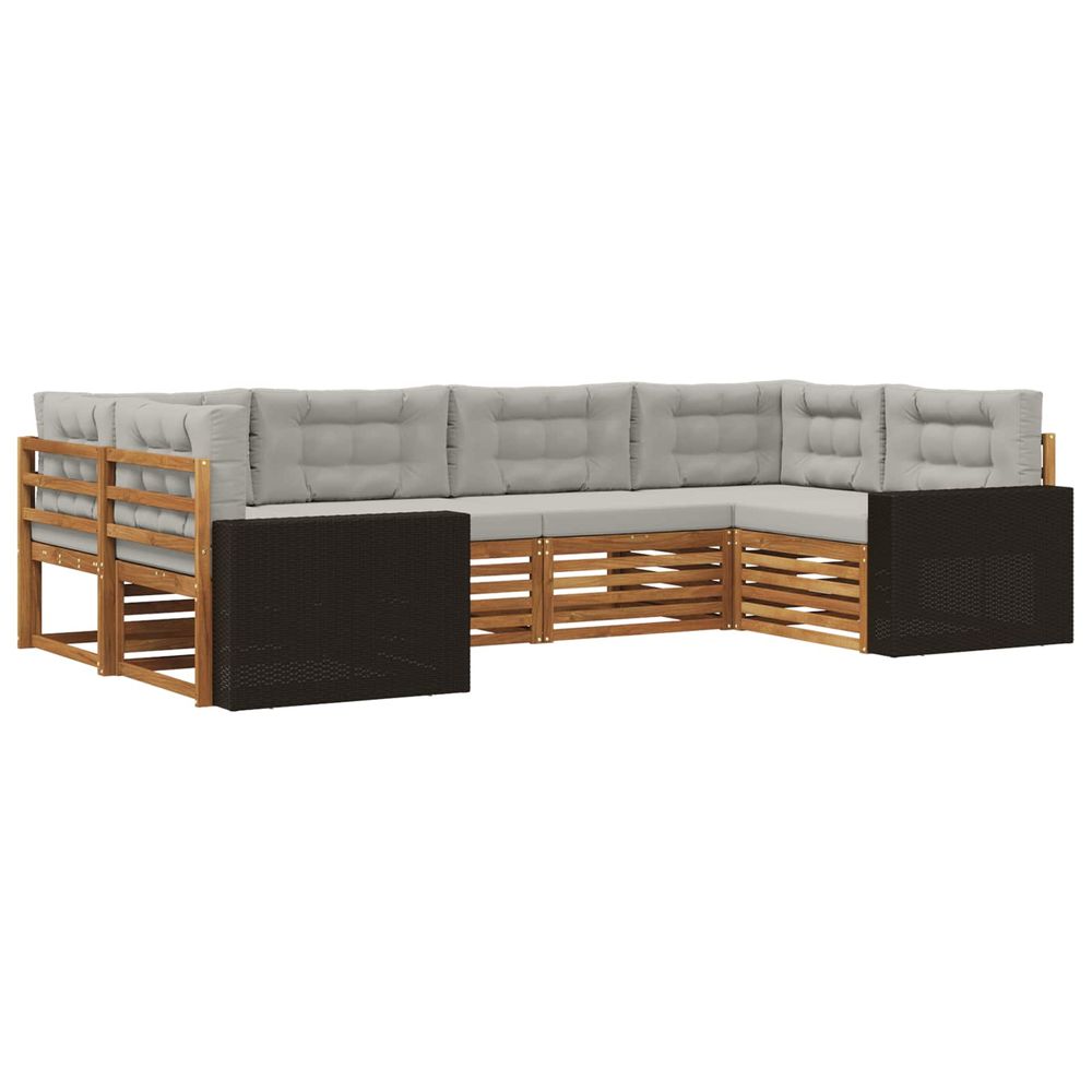 Ensemble de canapés d'extérieur 6 pc naturel et gris clair