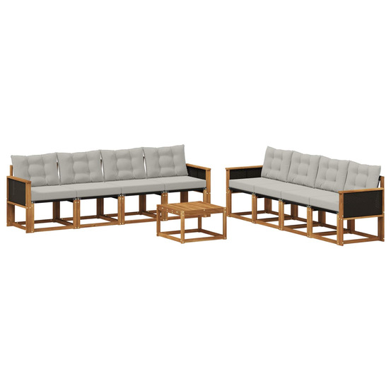 Ensemble de canapés d'extérieur 9 pcs naturel et gris clair