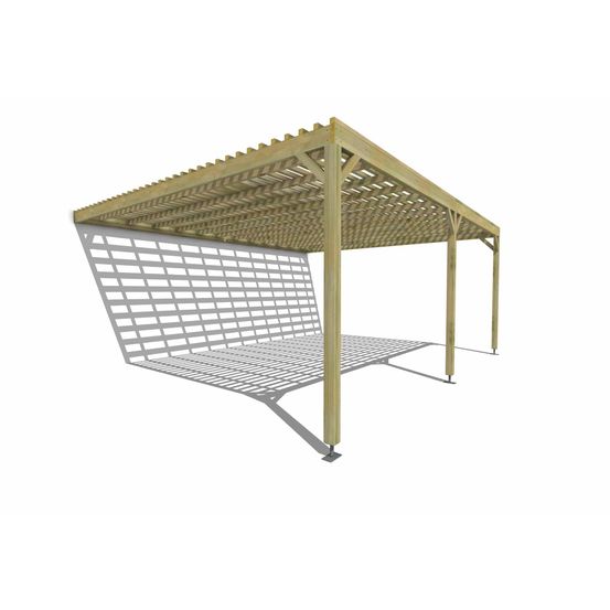 Pergola bois • 6m x 5m • adossée • sens profondeur • lattage bois • livraison comprise