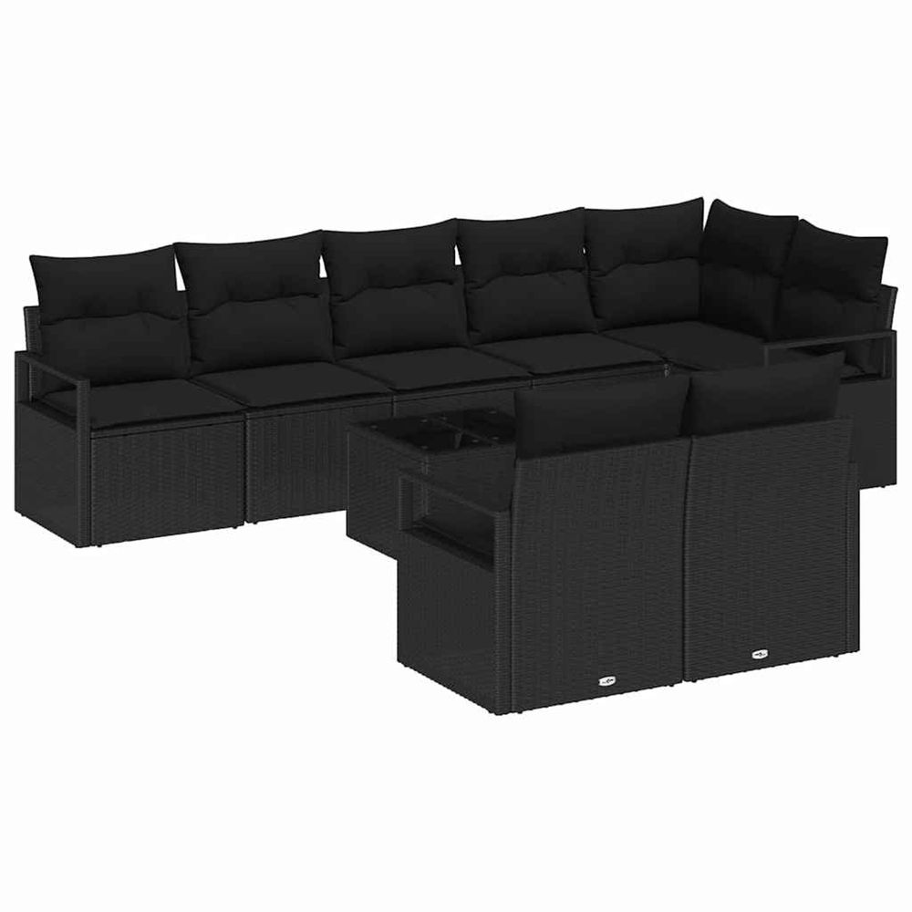 Ensemble de canapés 9 pc noir polyrotin