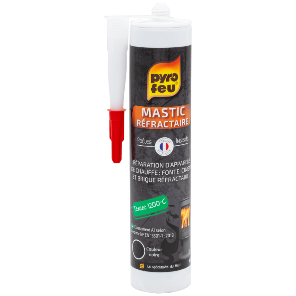 Pyrofeu – mastic réfractaire noir – tenue jusqu'à 1200°c – montage, réparation e