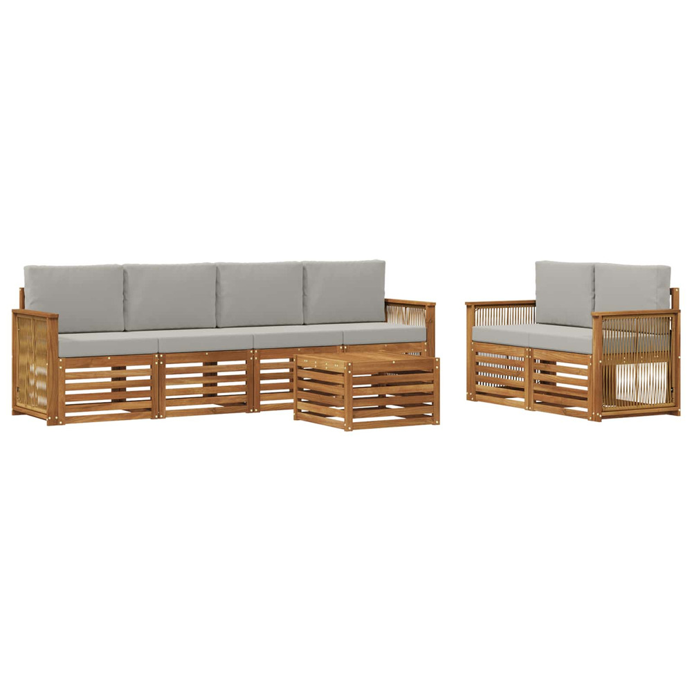 Ensemble de canapés d'extérieur 7 pcs naturel et gris clair