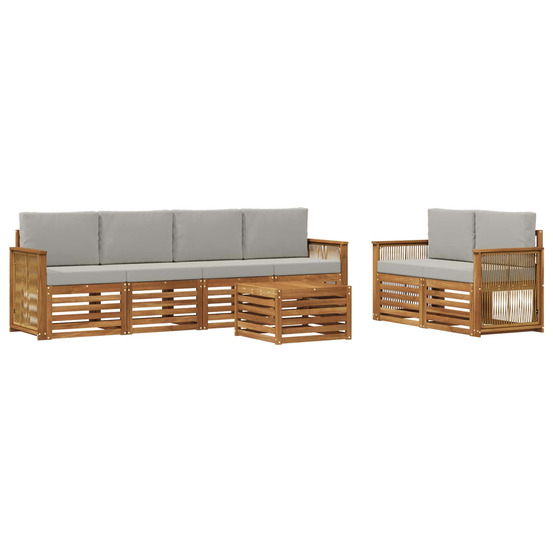 Ensemble de canapés d'extérieur 7 pcs naturel et gris clair