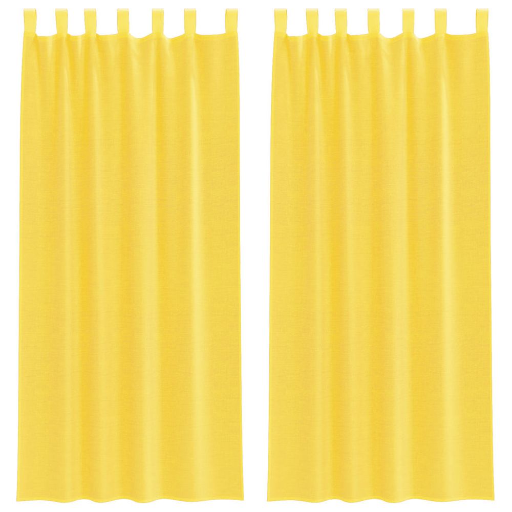 Rideaux en voile avec boucles 2 pcs jaune 140x245 cm