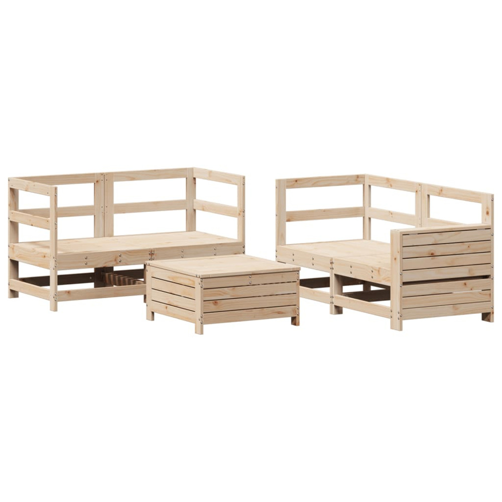 Salon de jardin 5 pcs bois de pin massif