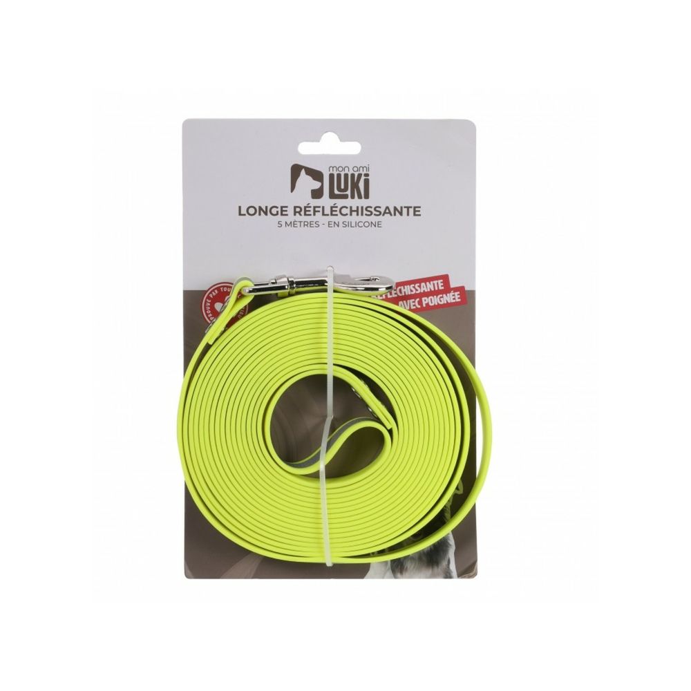 Mon ami luki - longe reflechissante silicone - jaune fluorescent - chien - 500 x 2 cm