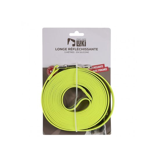 Mon ami luki - longe reflechissante silicone - jaune fluorescent - chien - 500 x 2 cm