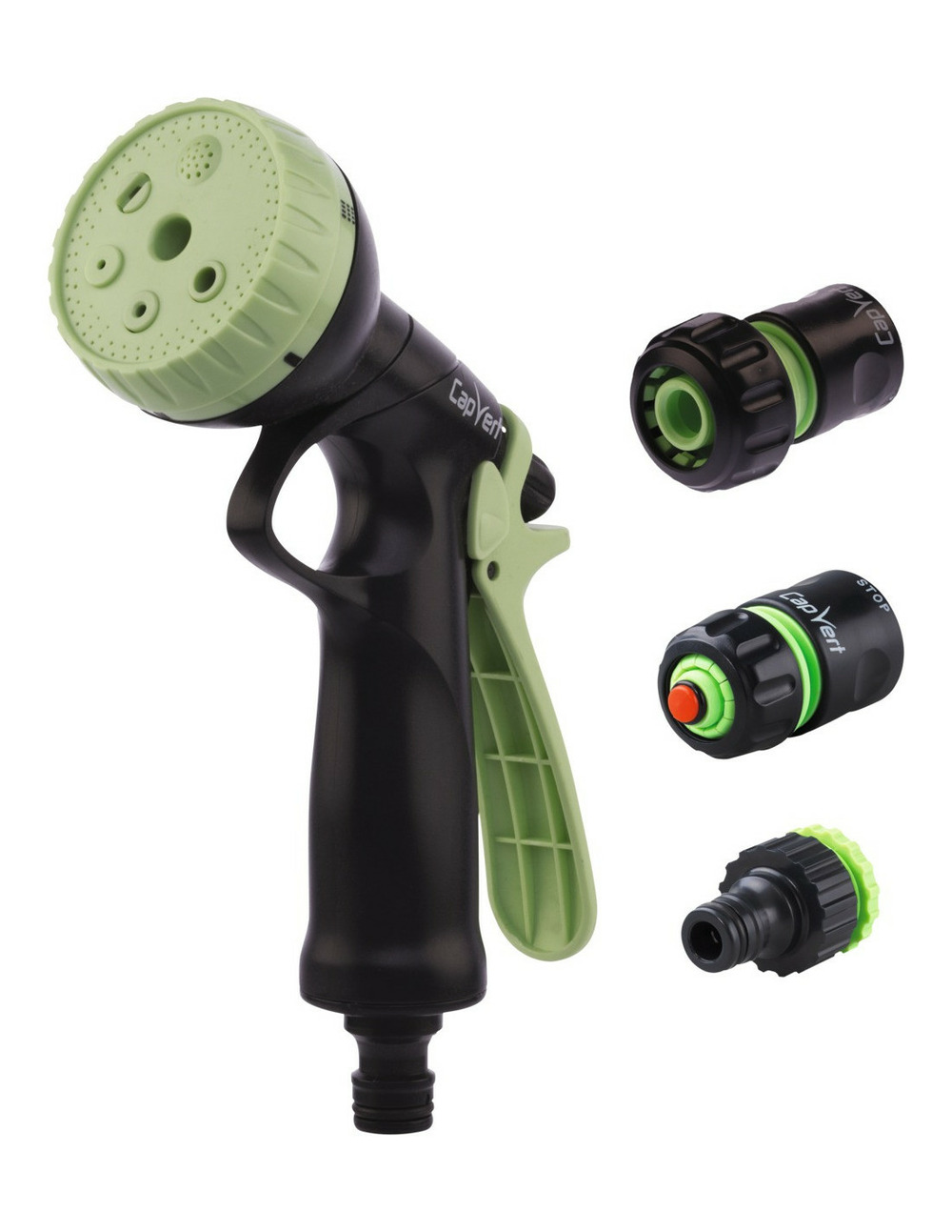 Kit pistolet d'arrosage à pomme abs et raccord 19 6 positions