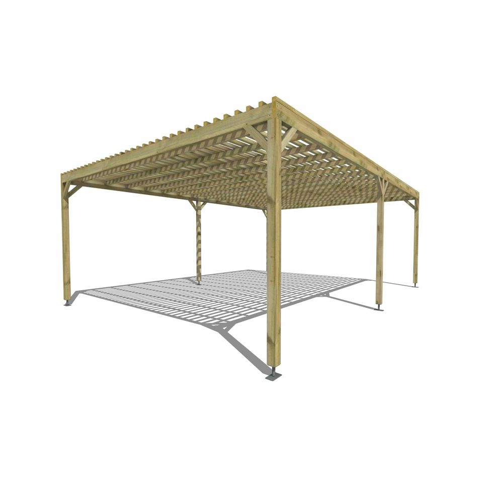 Pergola bois • 7m x 5m • indépendante • sens profondeur • lattage bois • livraison comprise