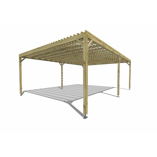 Pergola bois • 7m x 5m • indépendante • sens profondeur • lattage bois • livraison comprise
