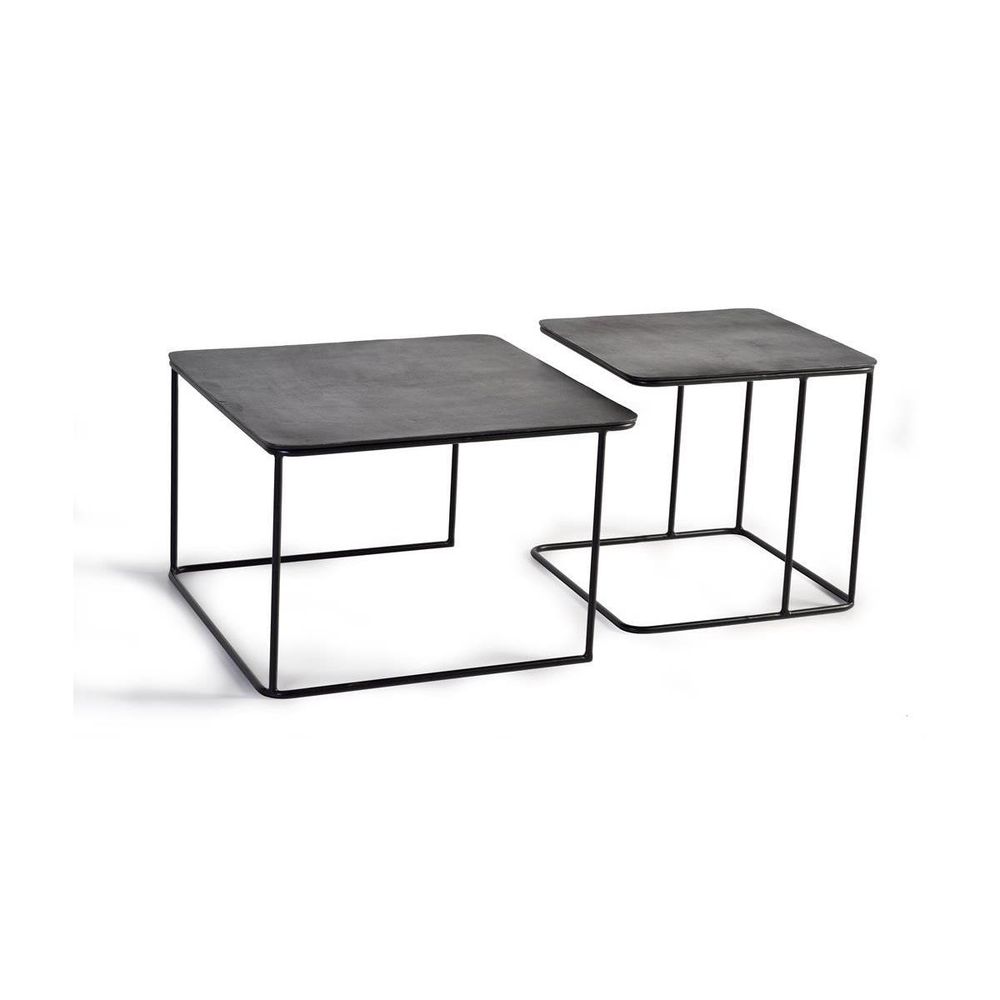 Lot de 2 tables basses fer noir - décoration d'autrefois