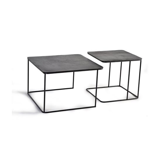 Lot de 2 tables basses fer noir - décoration d'autrefois