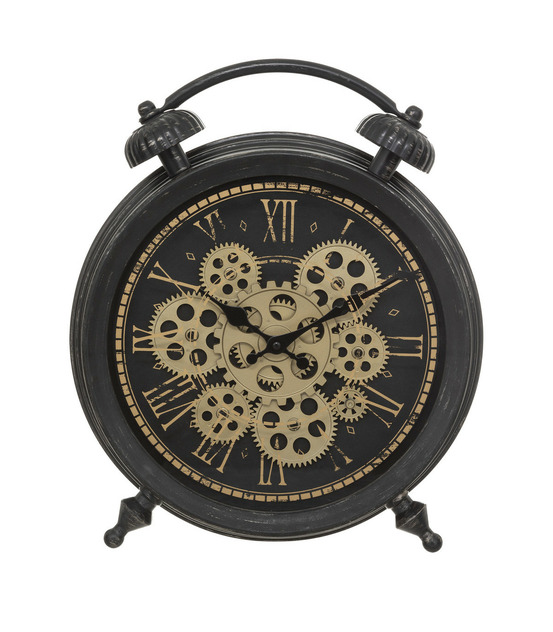 Horloge à poser en noir fini patiné esprit vintage h 41 cm