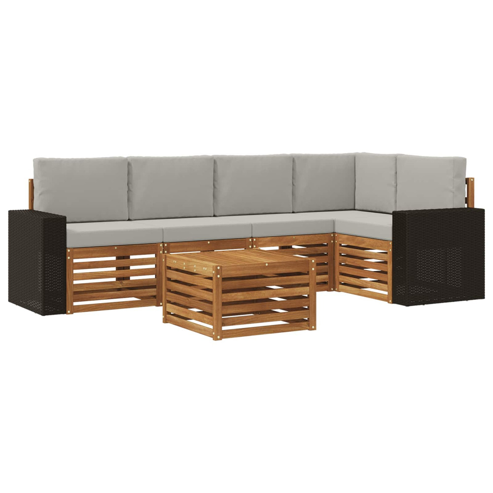 Ensemble de canapé d'angle 6 pcs naturel et gris clair