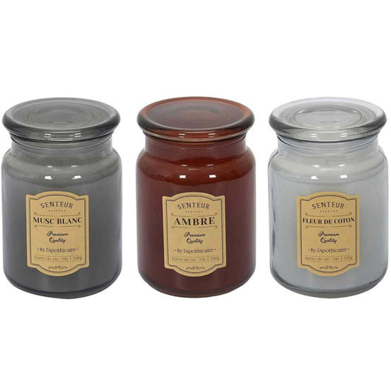 Bougie parfumée en pot apothicaire (lot de 3)