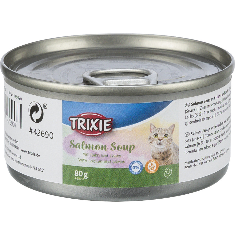 Soupe au poulet et au saumon 80 g pour chat