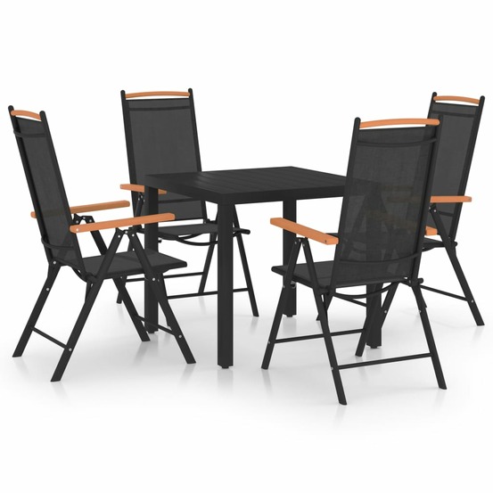 Ensemble de salle à manger de jardin meuble extérieur 5 pièces aluminium noir
