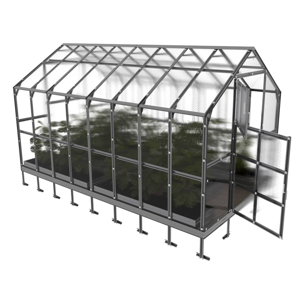 Serre en polycarbonate house premium 9,68m² (2,35x4,12m), 6mm, pack 8 accessoires