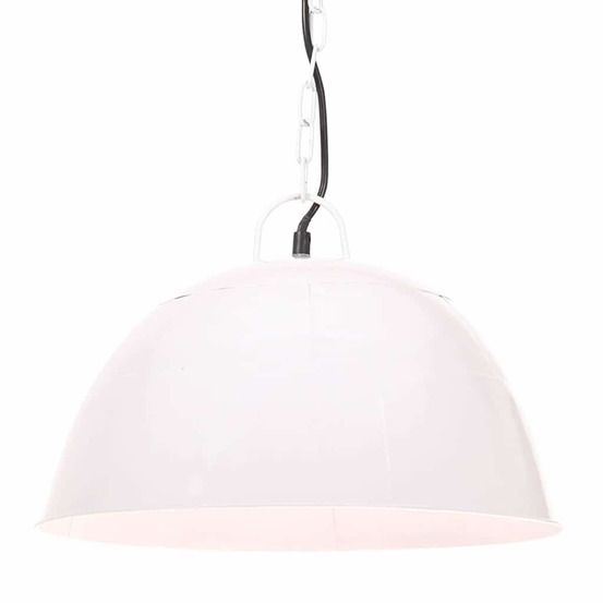 Lampe suspendue industrielle vintage 25 w blanc rond 41 cm e27