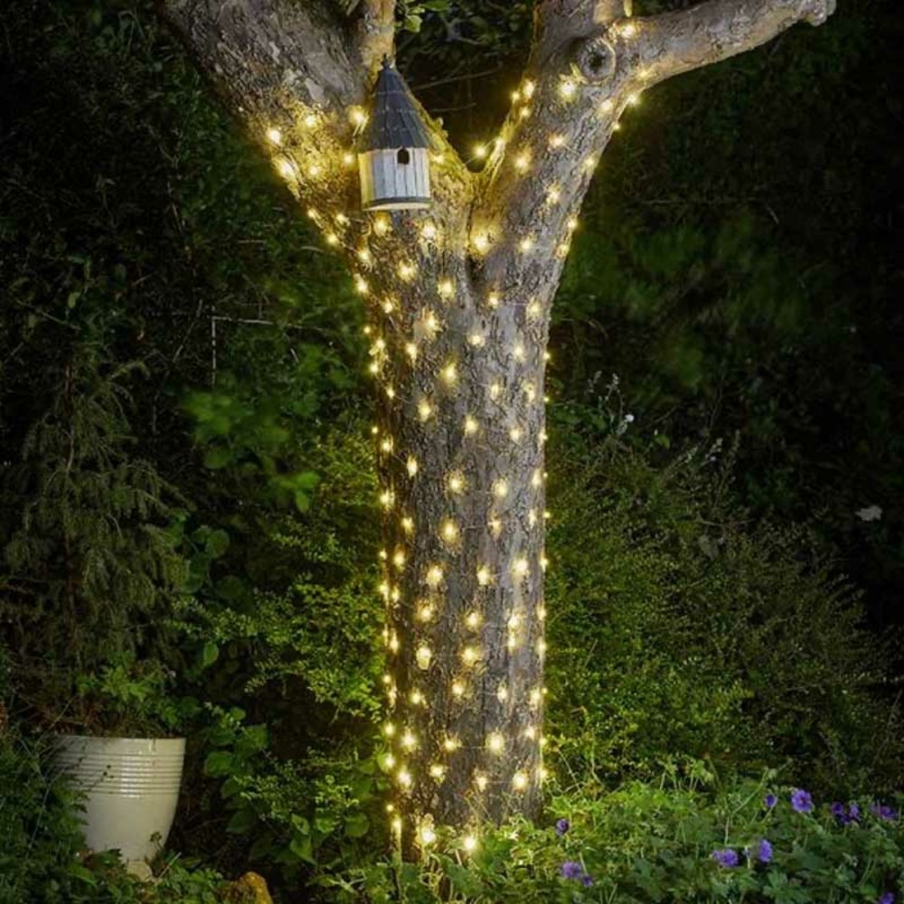 Guirlande solaire 100 lucioles blanc chaud