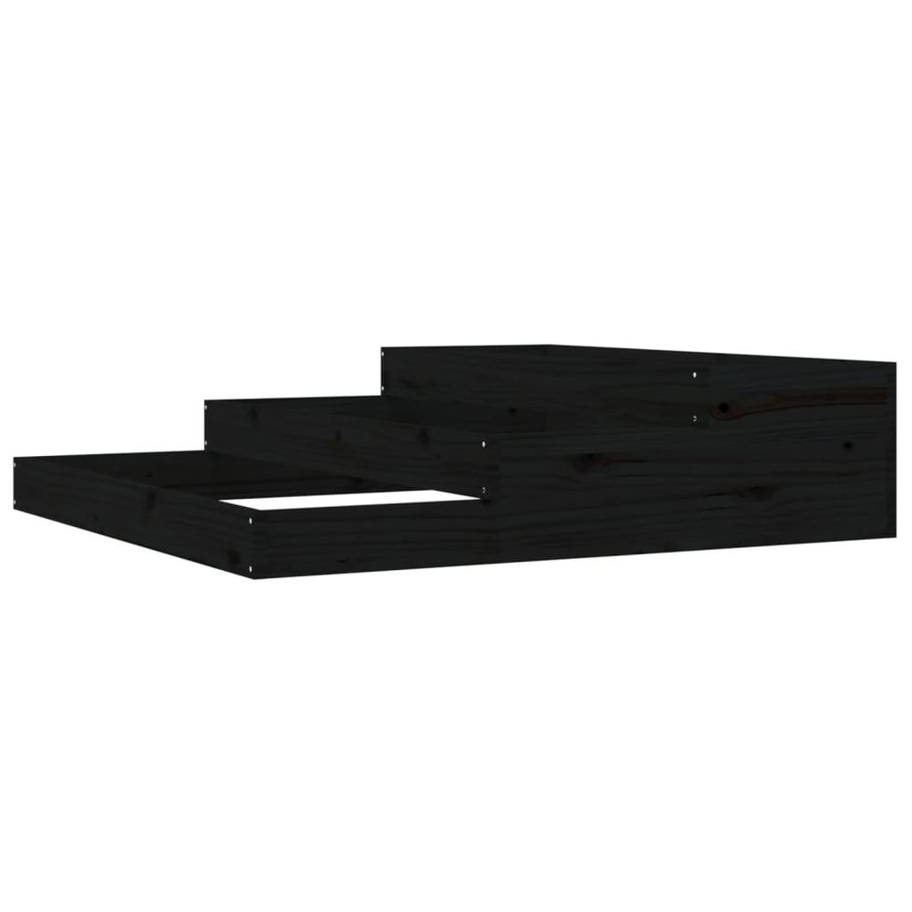 Jardinière noir 107x107x27 cm bois massif de pin