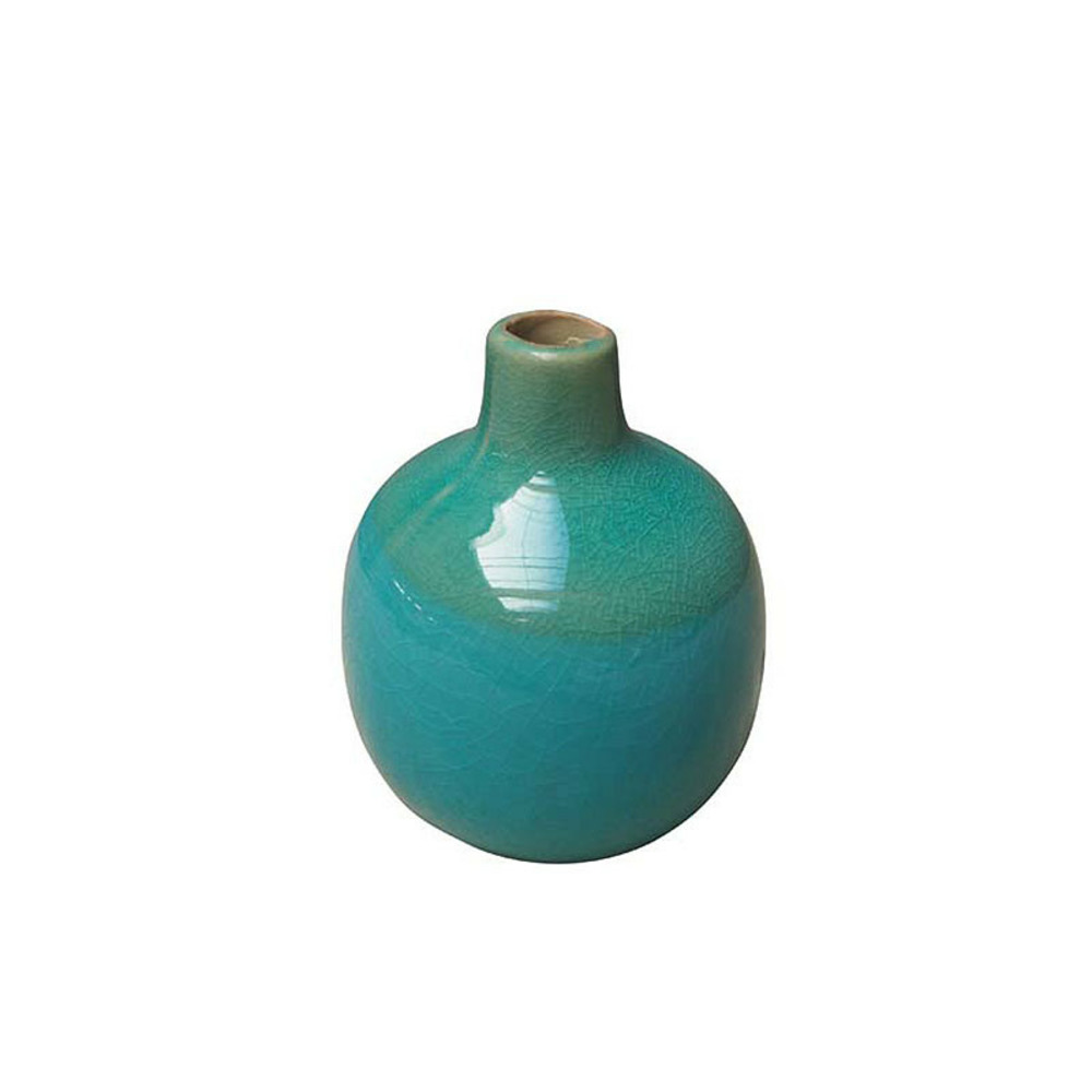 Vase soliflore céramique bleu vert 9x10cm