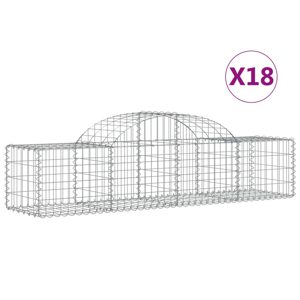 Paniers à gabions arqués 18 pcs 200x50x40/60 cm fer galvanisé