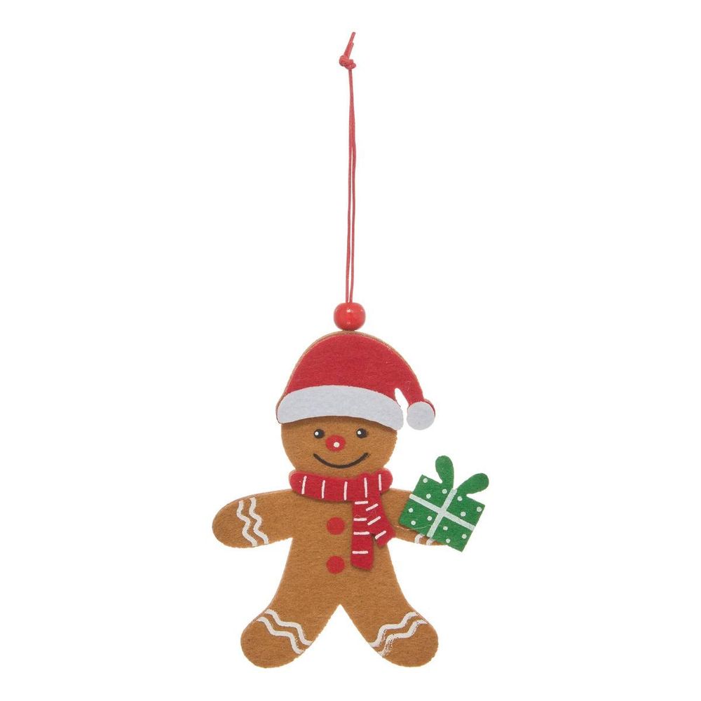 Suspension de sapin pain d'épices garçon ou fille en feutrine 11 cm