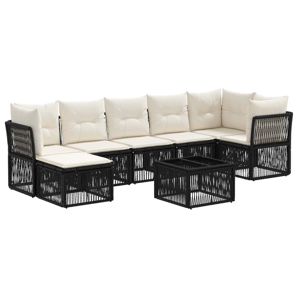 Ensemble de canapé de jardin 8 pc noir polyrotin