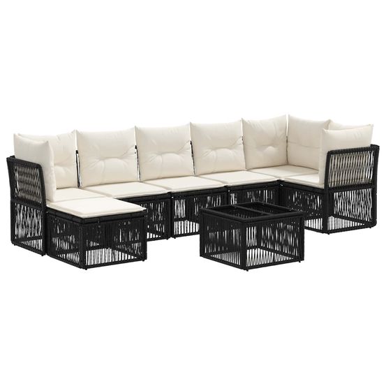 Ensemble de canapé de jardin 8 pc noir polyrotin