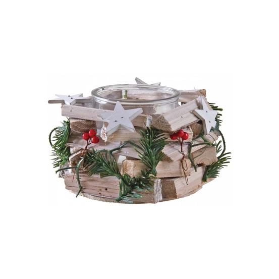 Photophore noël en bois et verre