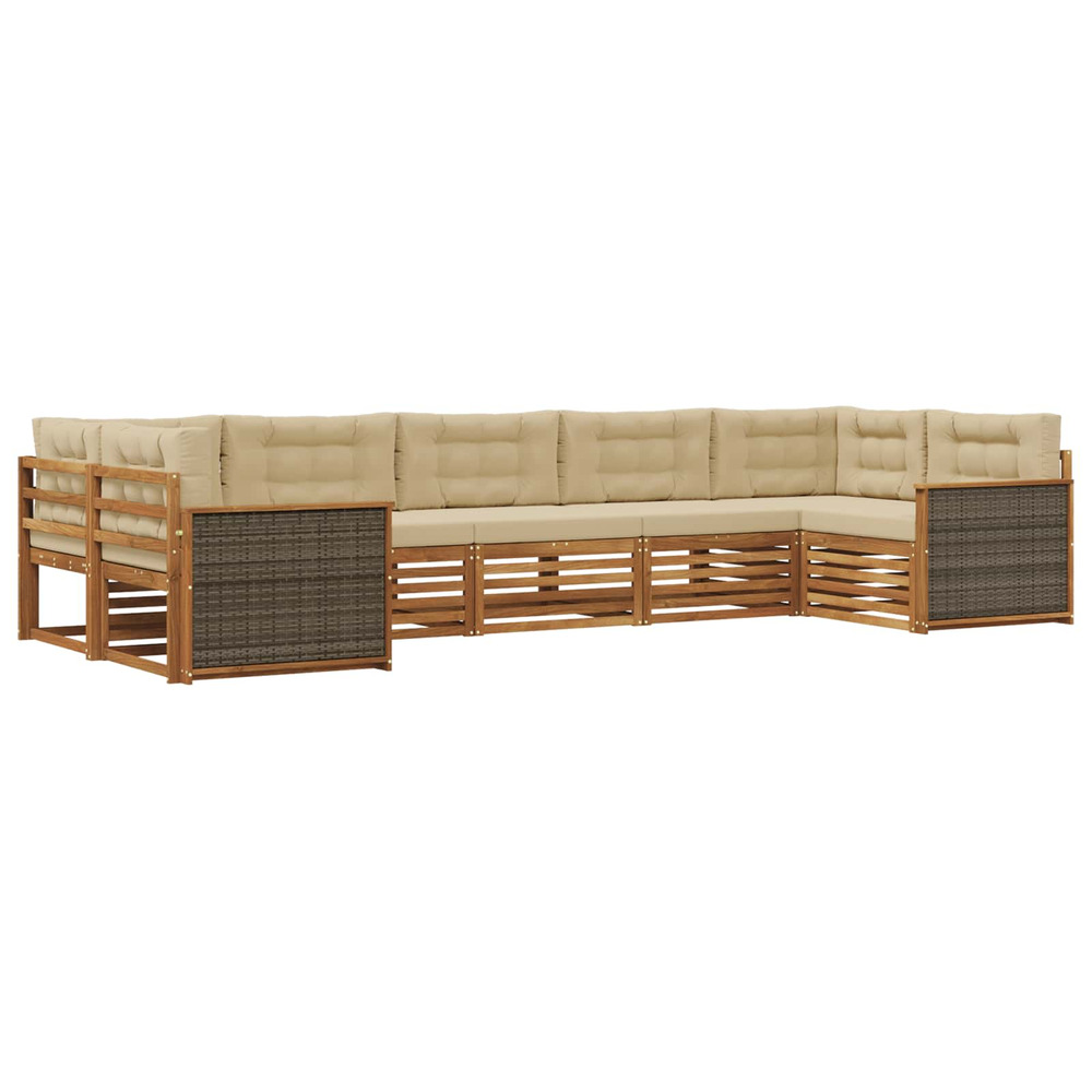 Ensemble de canapés d'extérieur 7 pcs naturel et beige