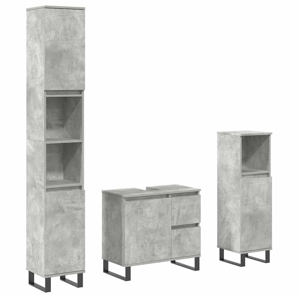 Ensemble de meubles de salle de bain 3 pcs gris béton