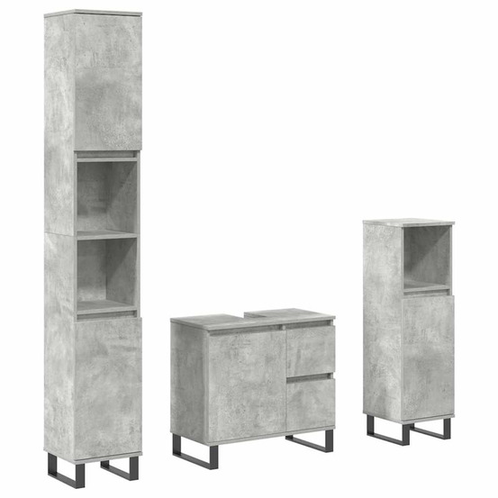 Ensemble de meubles de salle de bain 3 pcs gris béton